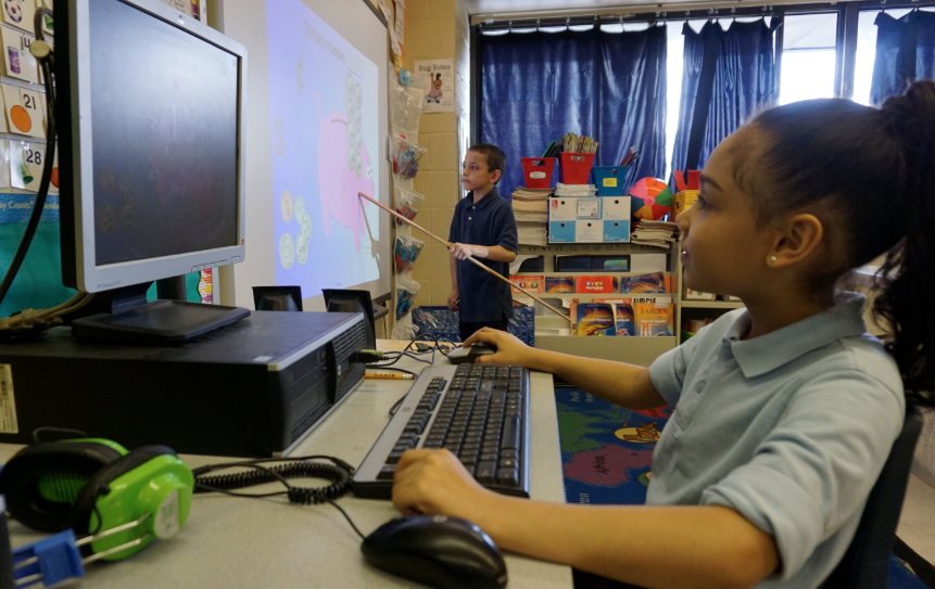 Student at computer 